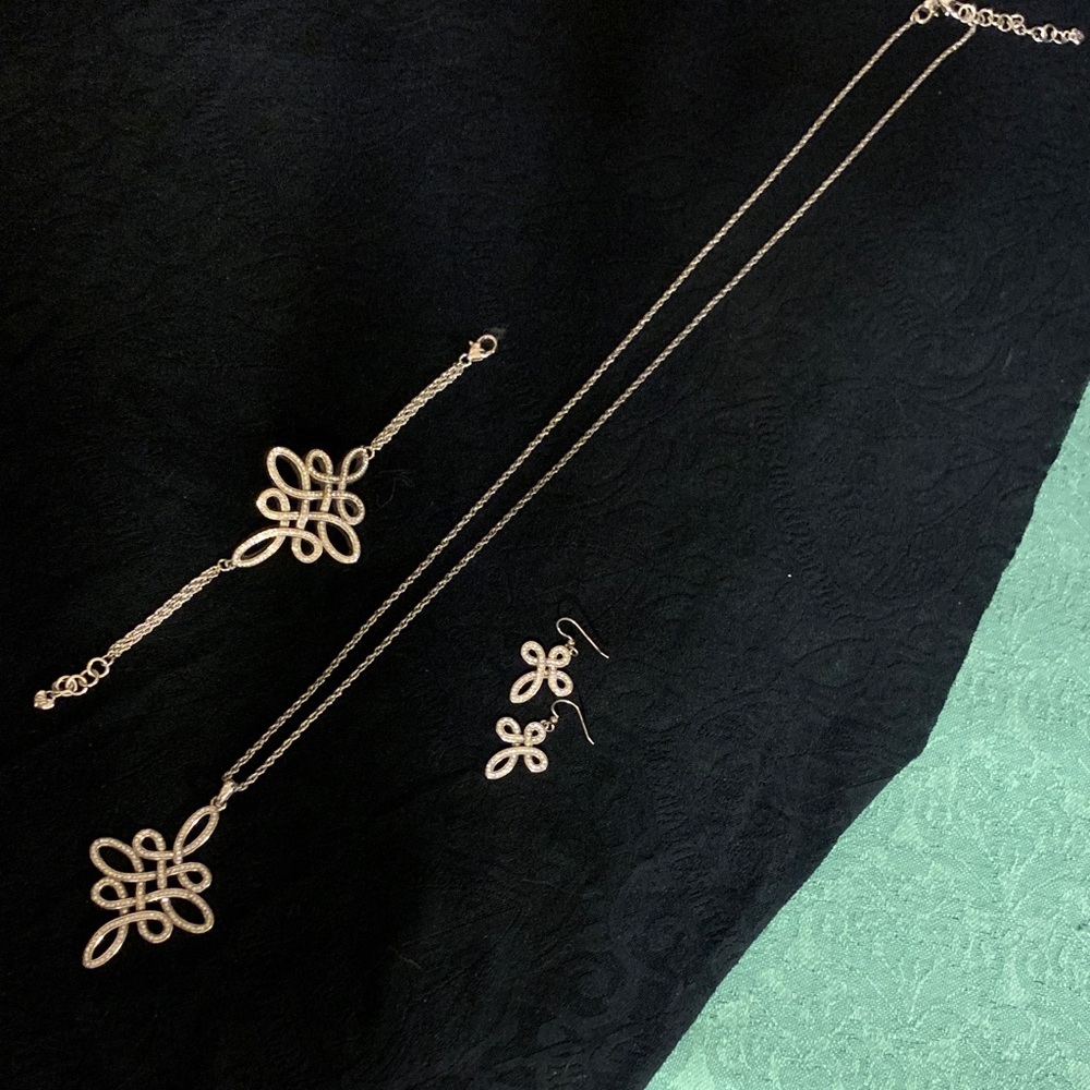 Brighton Silver and Crystal Knottingham Cross Celtic Set